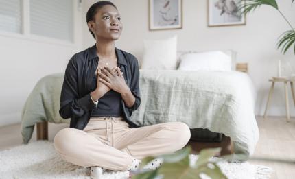 Woman feeling grateful