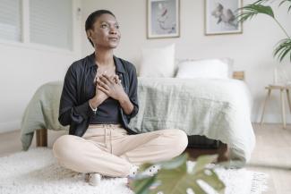 Woman feeling grateful