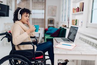 Woman listening to music