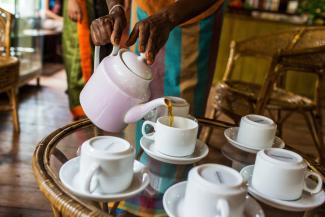 Teapot and teacups