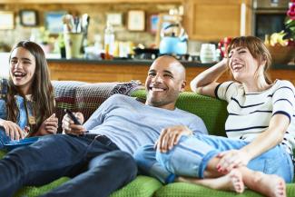 group of friends watching something together