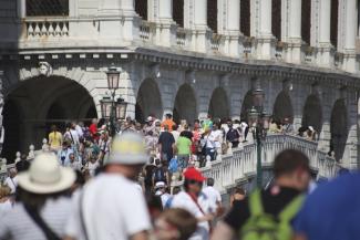 A crowded street in Venice